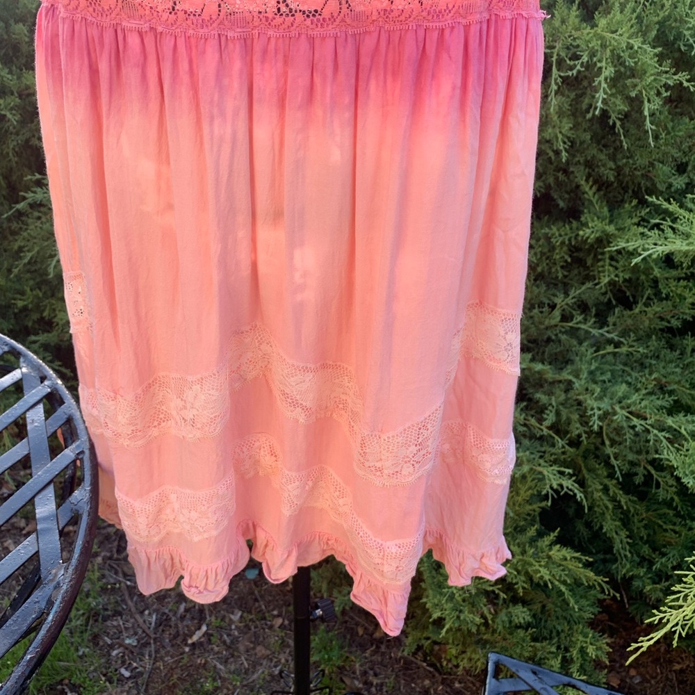 Entro  shades of pink  gauze Mini  sunny days DressHP25 floral lace edge - Picture 10 of 15